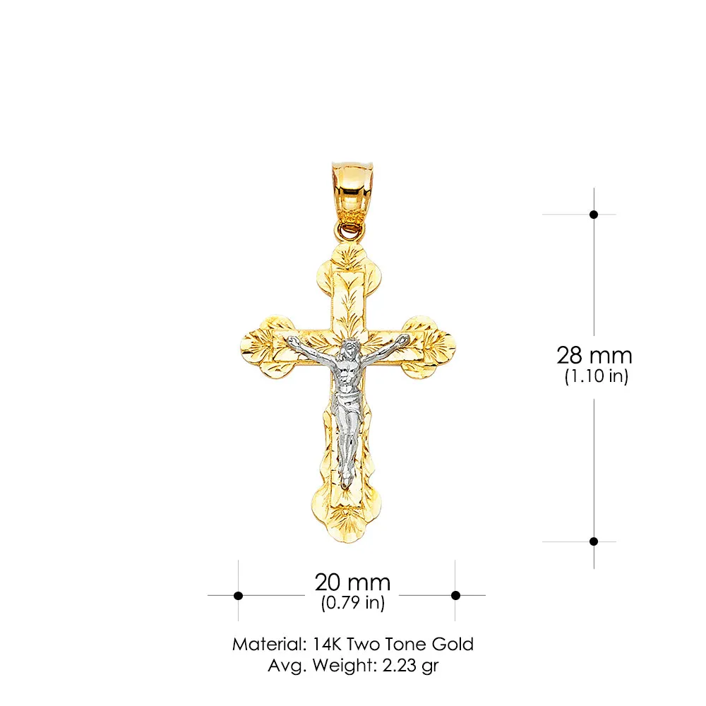 14K Gold Crucifix Pendant with 1.2mm Singapore Chain