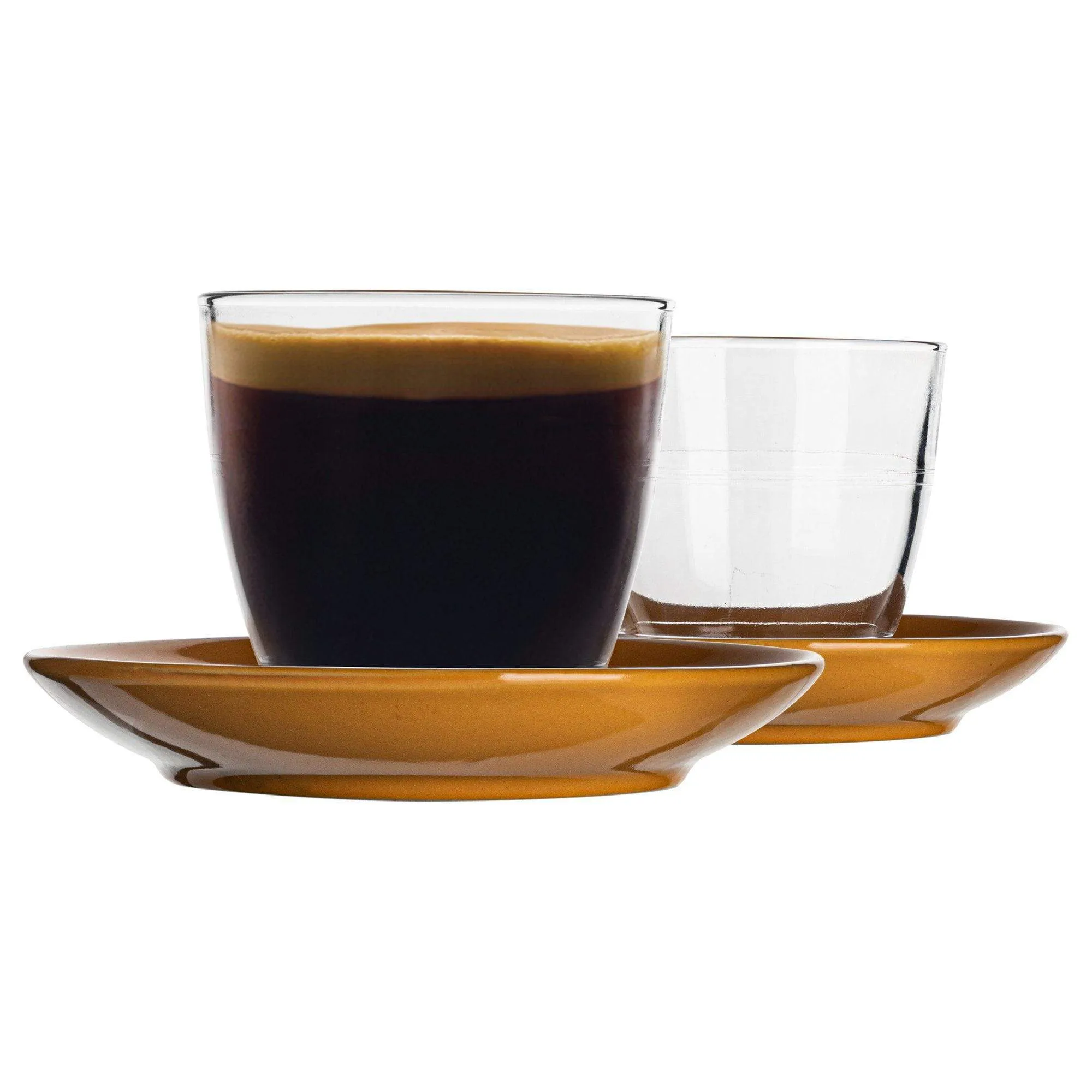 220ml Gigogne Glass Coffee Cups & Saucers - Pack of Six - By Duralex