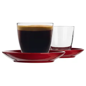 220ml Gigogne Glass Coffee Cups & Saucers - Pack of Six - By Duralex