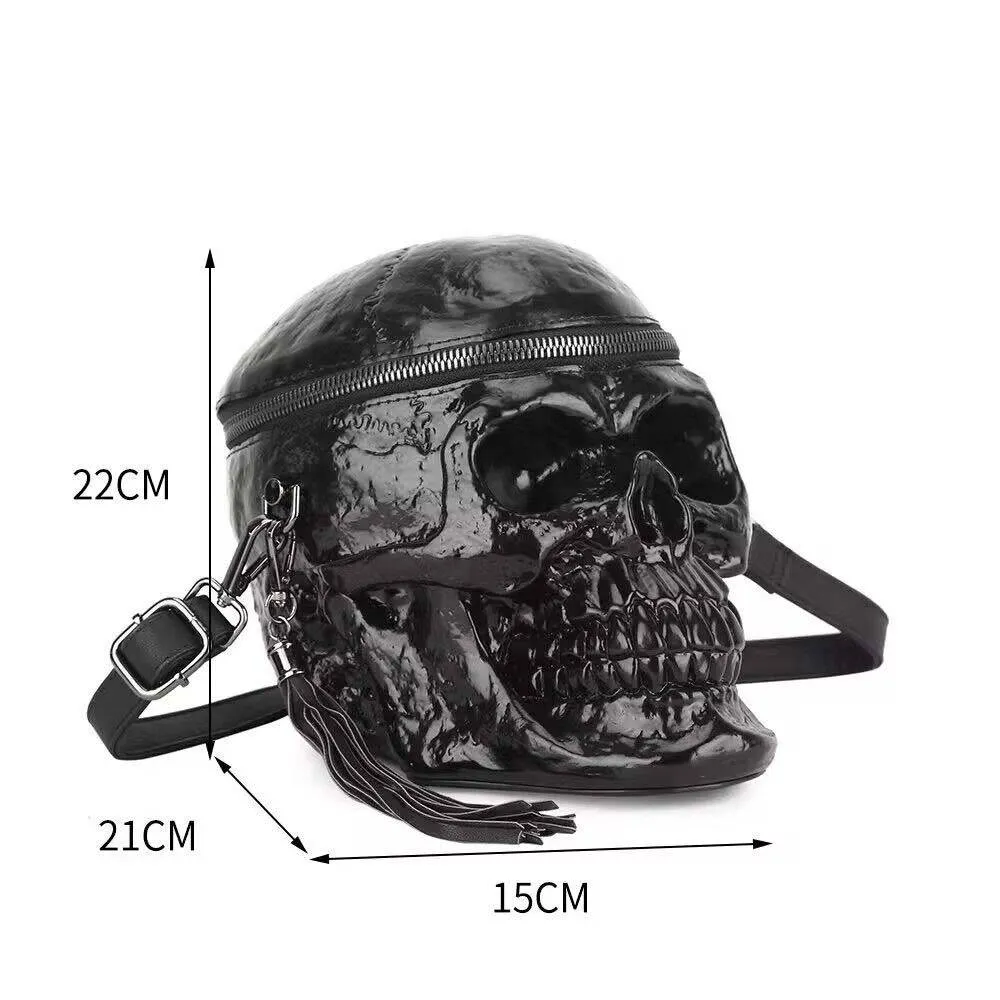 3D Bags Black Skull Cross Body Shoulder Bag Mini Handle Handbags