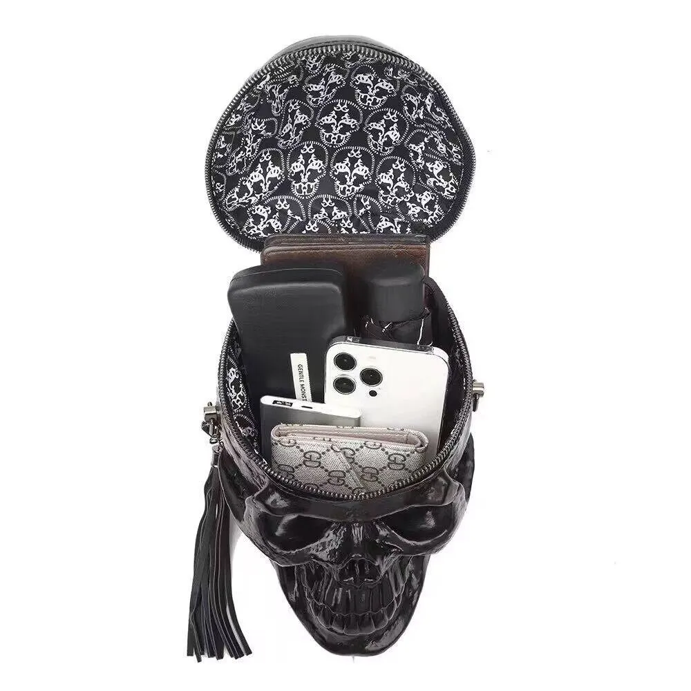 3D Bags Black Skull Cross Body Shoulder Bag Mini Handle Handbags