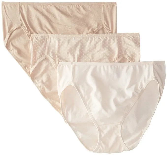 Bali Women's Luxe Cotton 3 Pack Hi-Cut Panty V883