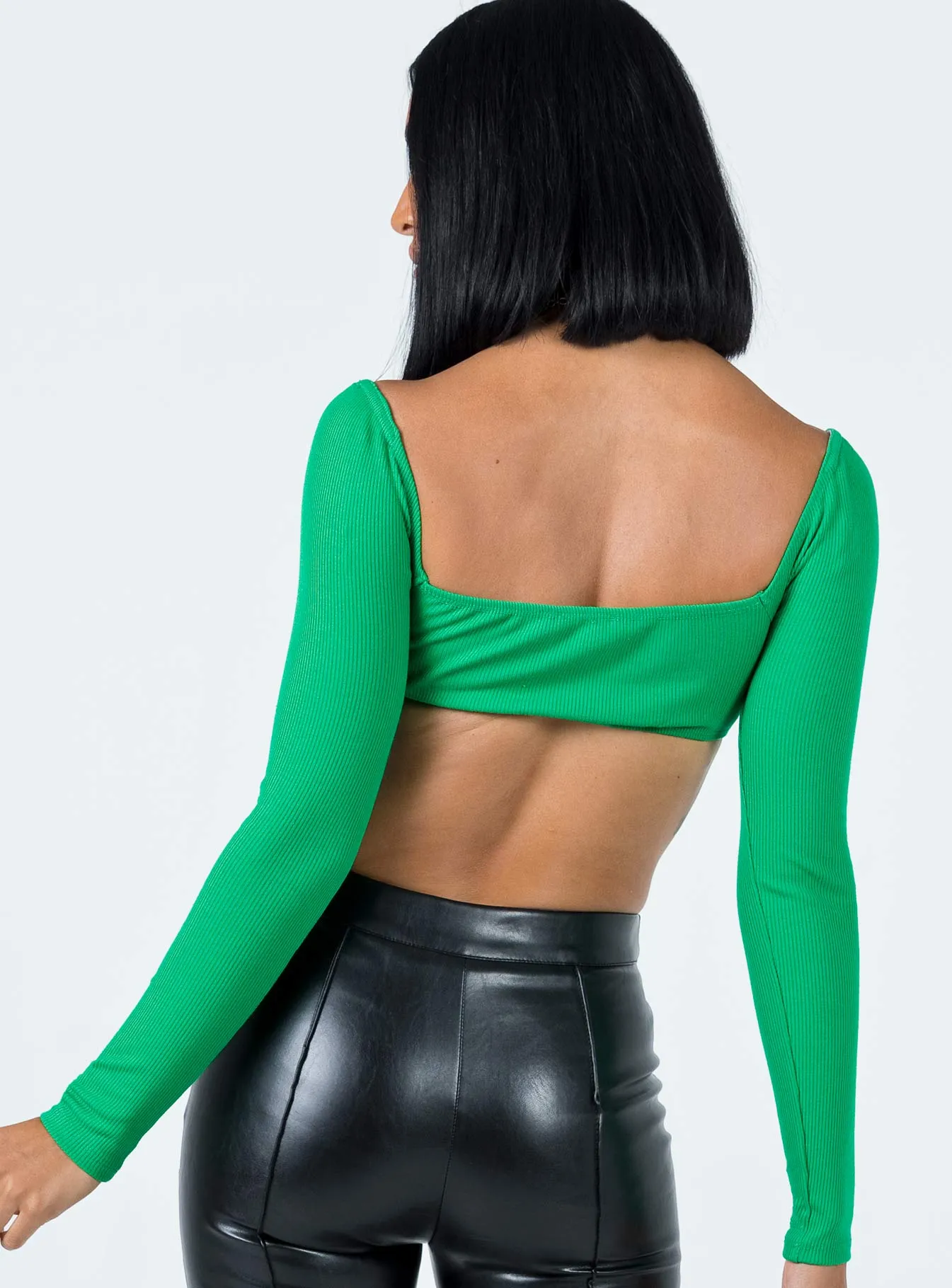 Becca Long Sleeve Crop Top Green