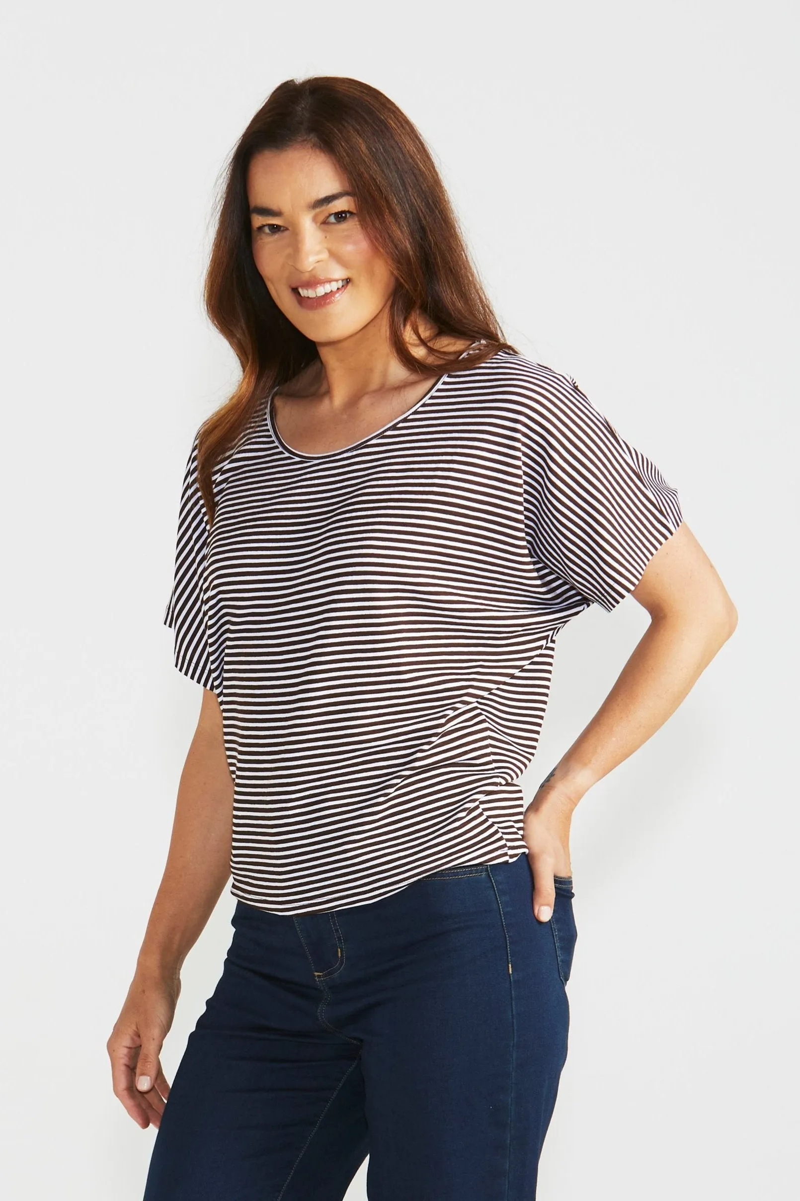 Betty Basics Maui Tee Nutmeg Stripe