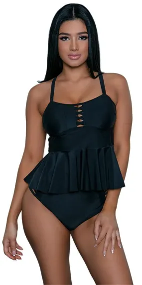 Black Ruffle Fashion Tankini