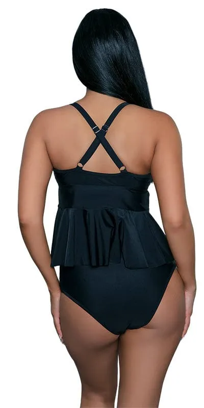 Black Ruffle Fashion Tankini