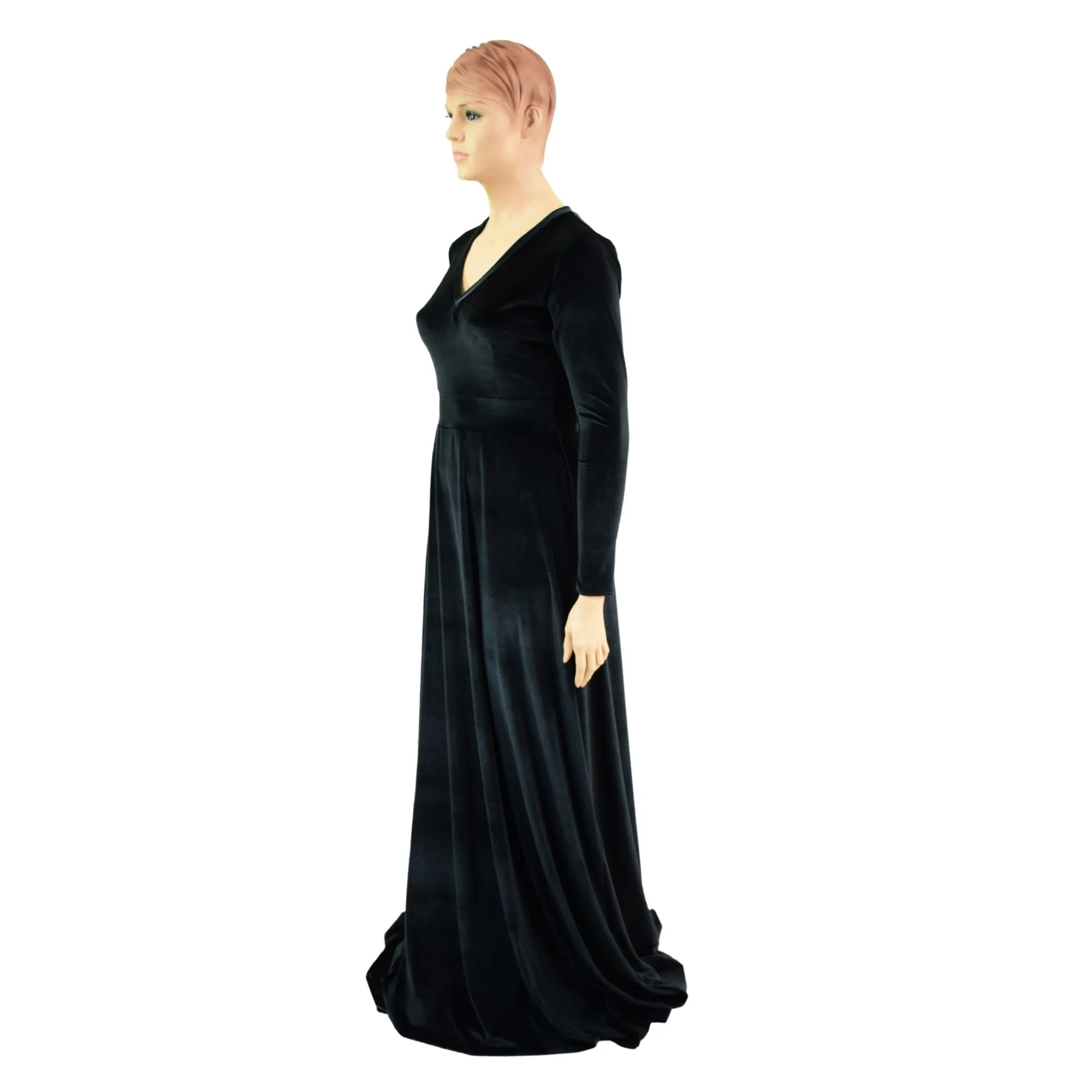 Black Velvet Fiona Gown with Side Slit