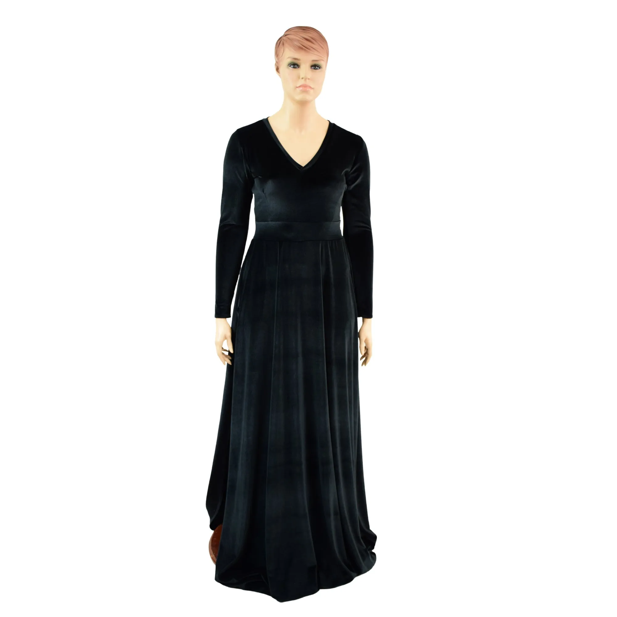 Black Velvet Fiona Gown with Side Slit