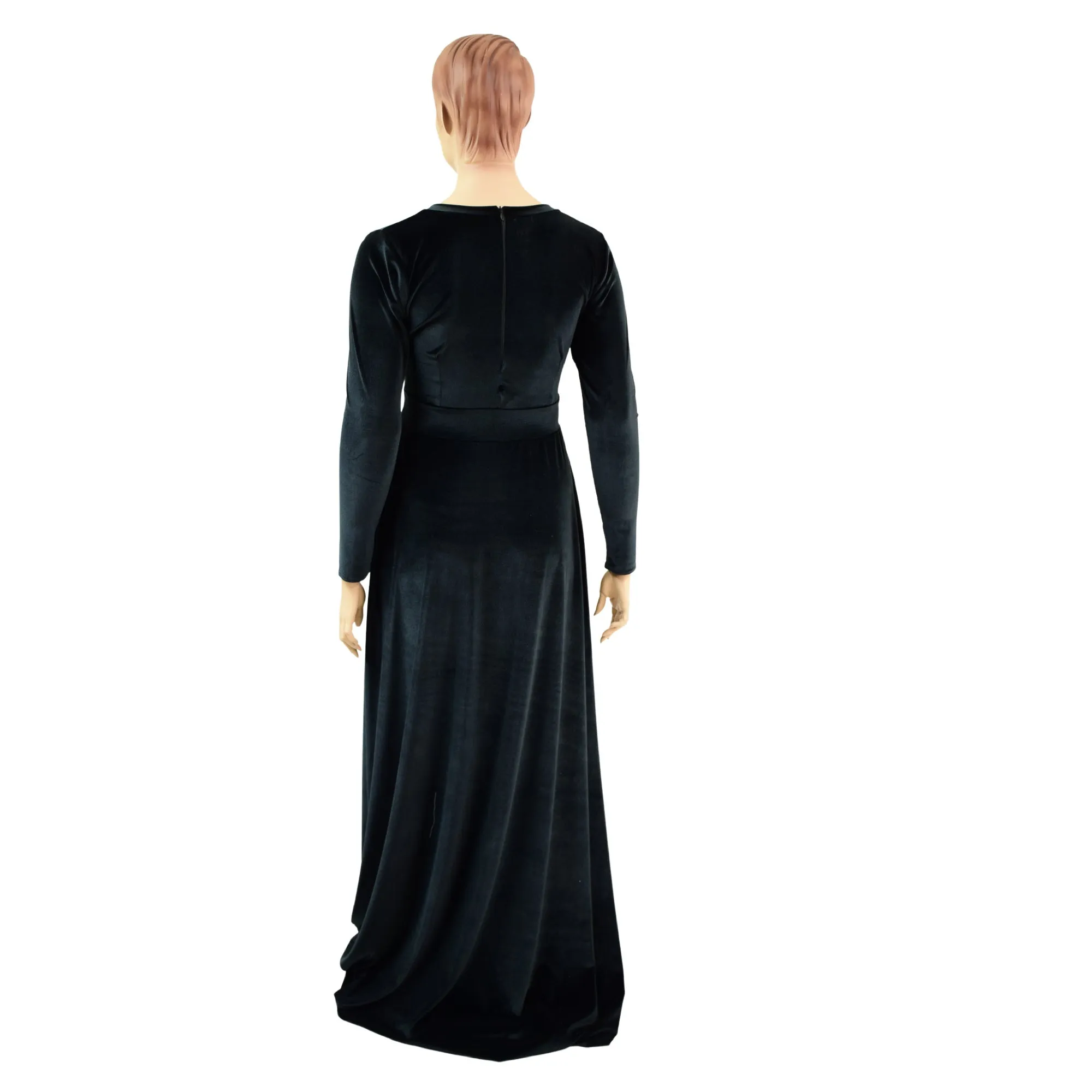 Black Velvet Fiona Gown with Side Slit