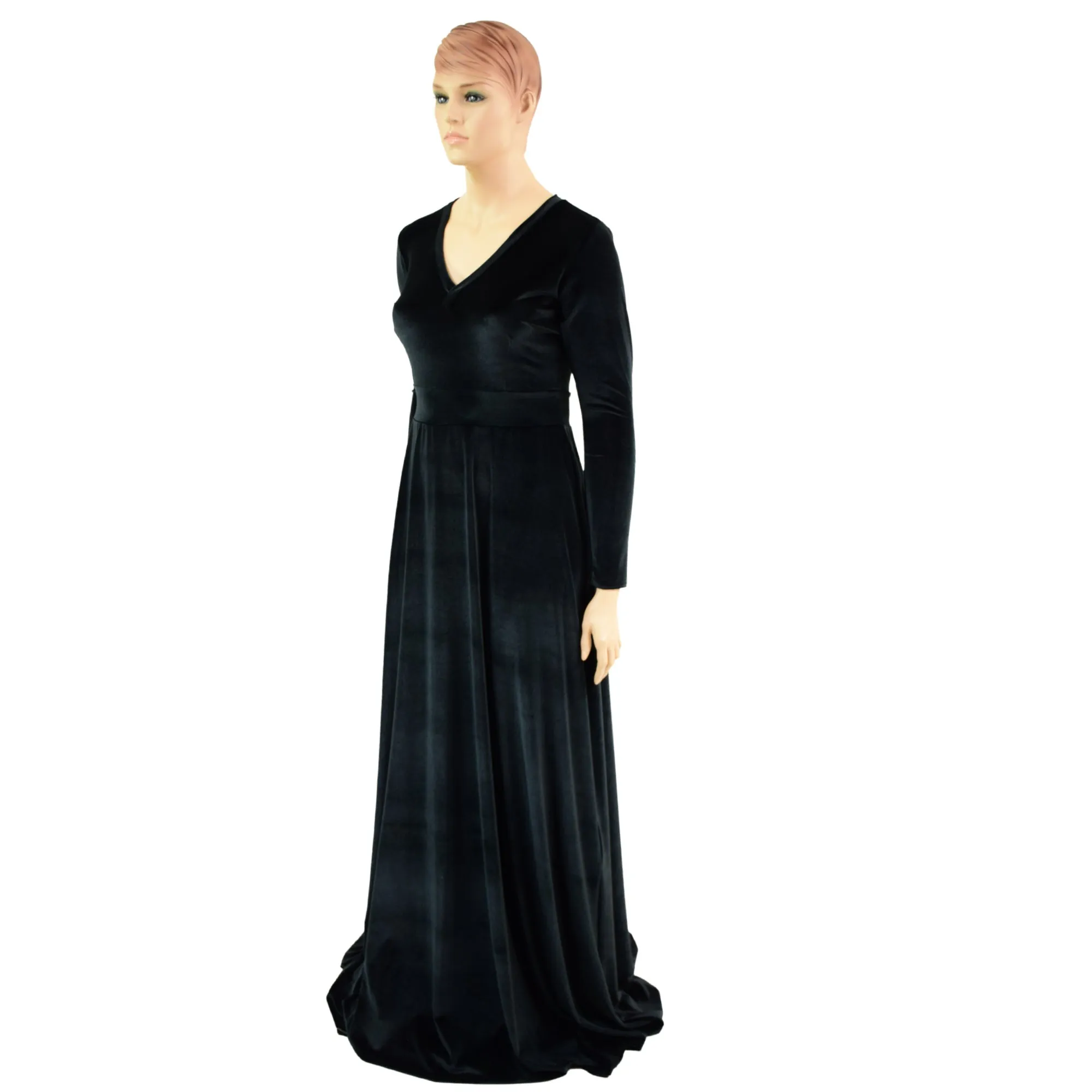 Black Velvet Fiona Gown with Side Slit