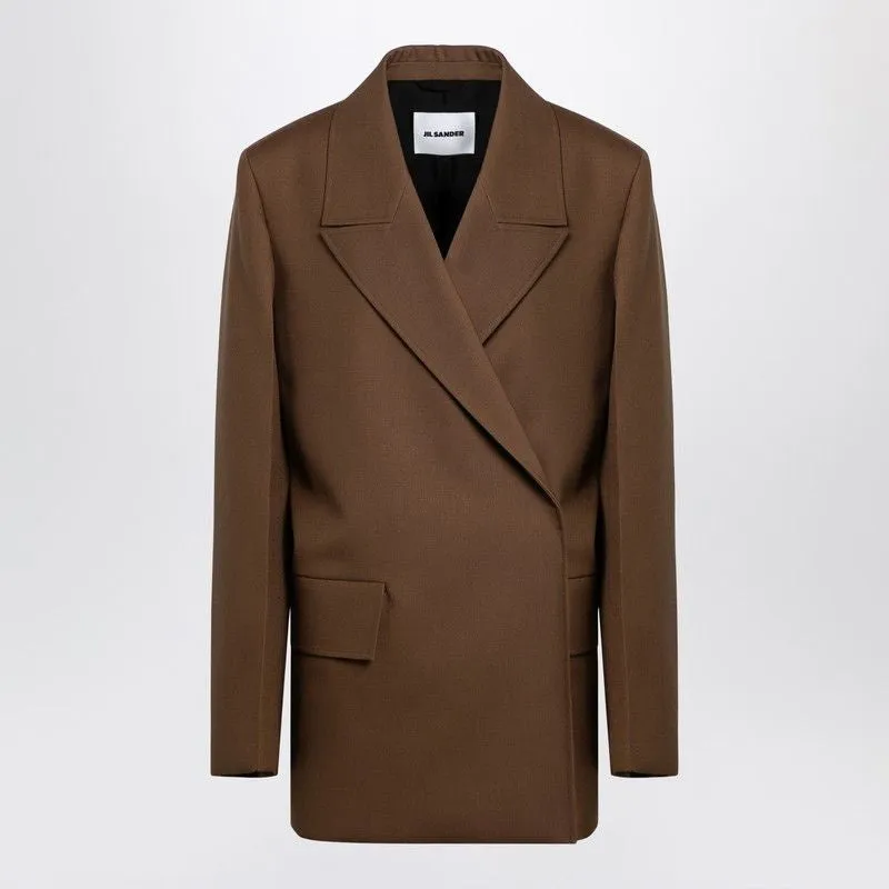 BROWN WOOL DOUBLE-BREASTED JACKET