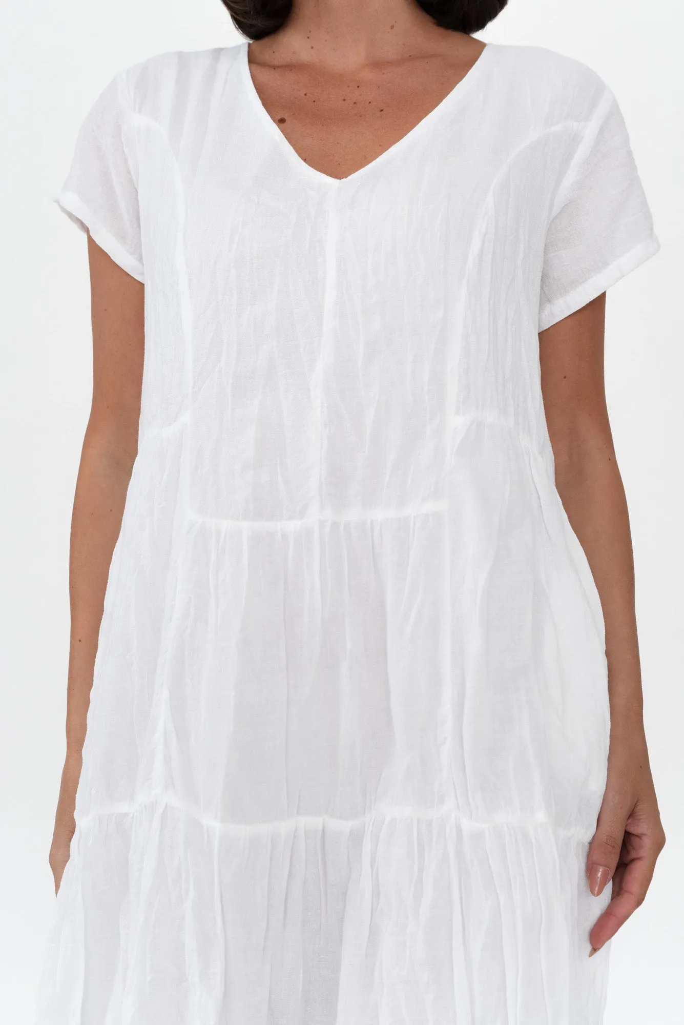 Carmen White Crinkle Cotton Dress