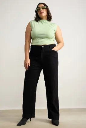 Charcoal Charm High Waist Straight Jeans