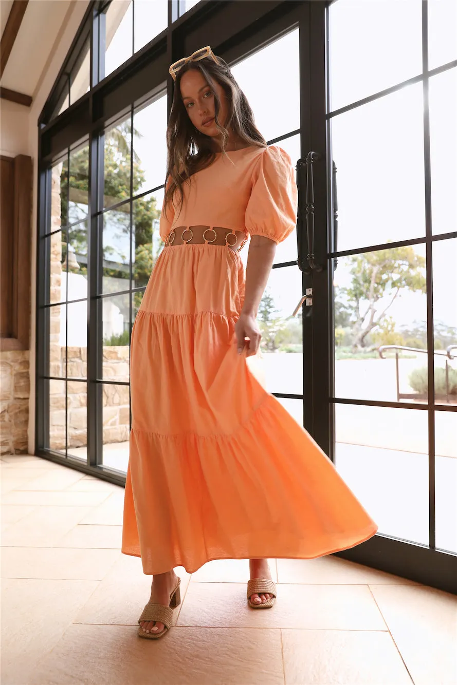 CHARLIE HOLIDAY Andrea Maxi Dress Apricot Orange