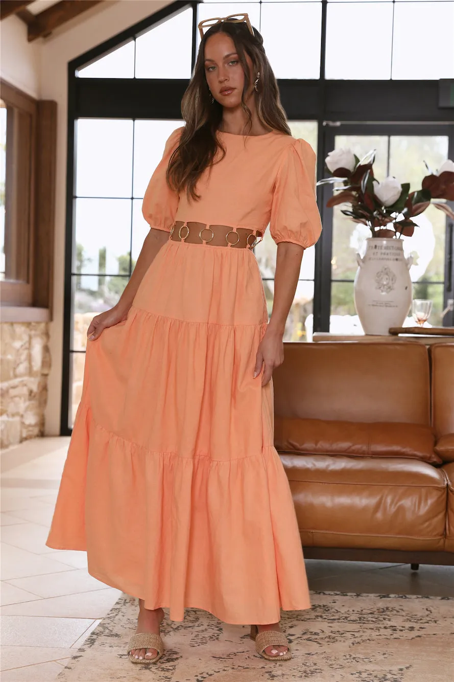 CHARLIE HOLIDAY Andrea Maxi Dress Apricot Orange