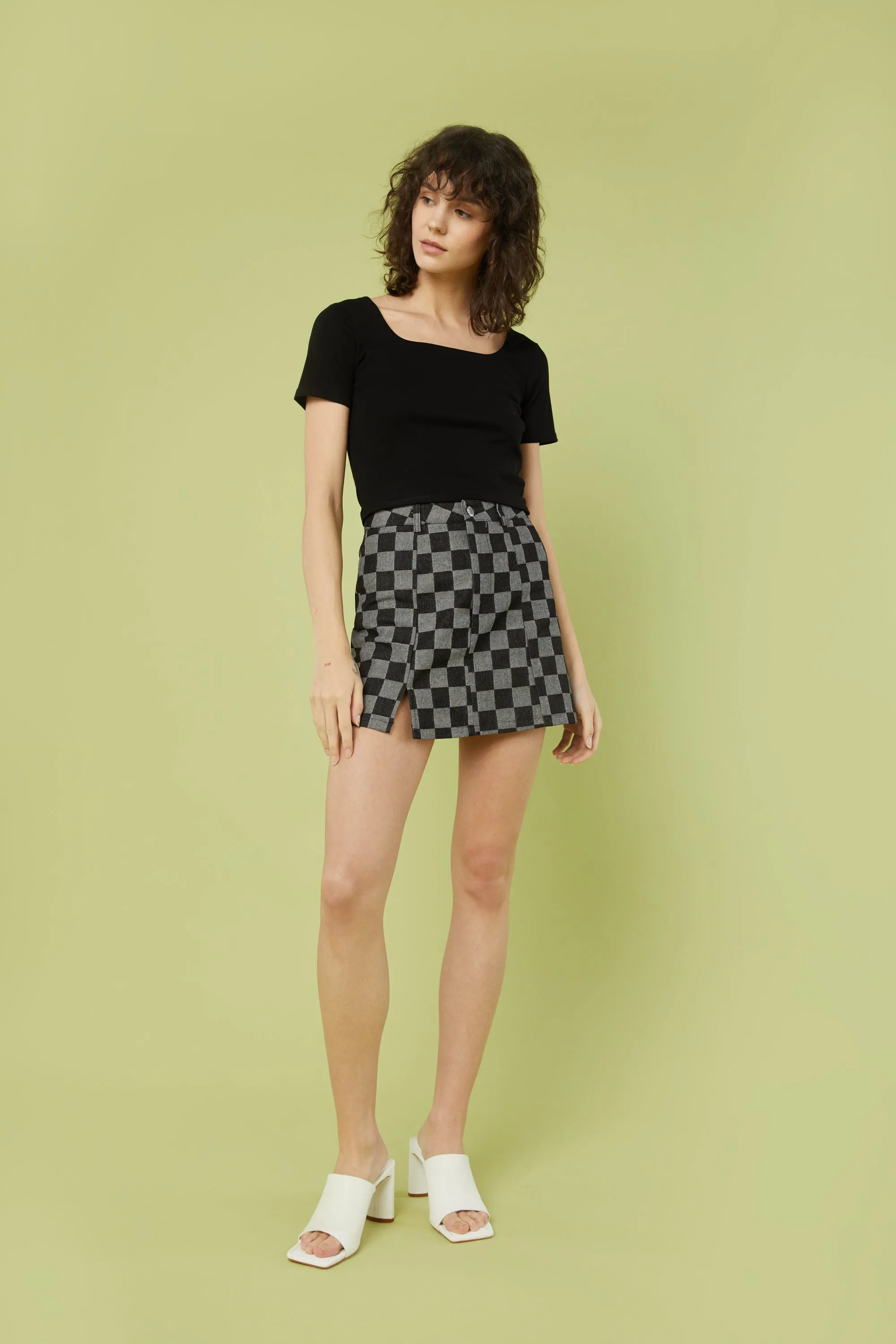 CHECKERED MINI SKIRT