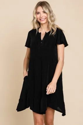 Culture Code Full Size Short Sleeve Ruffled Asymmetric Hem Dress