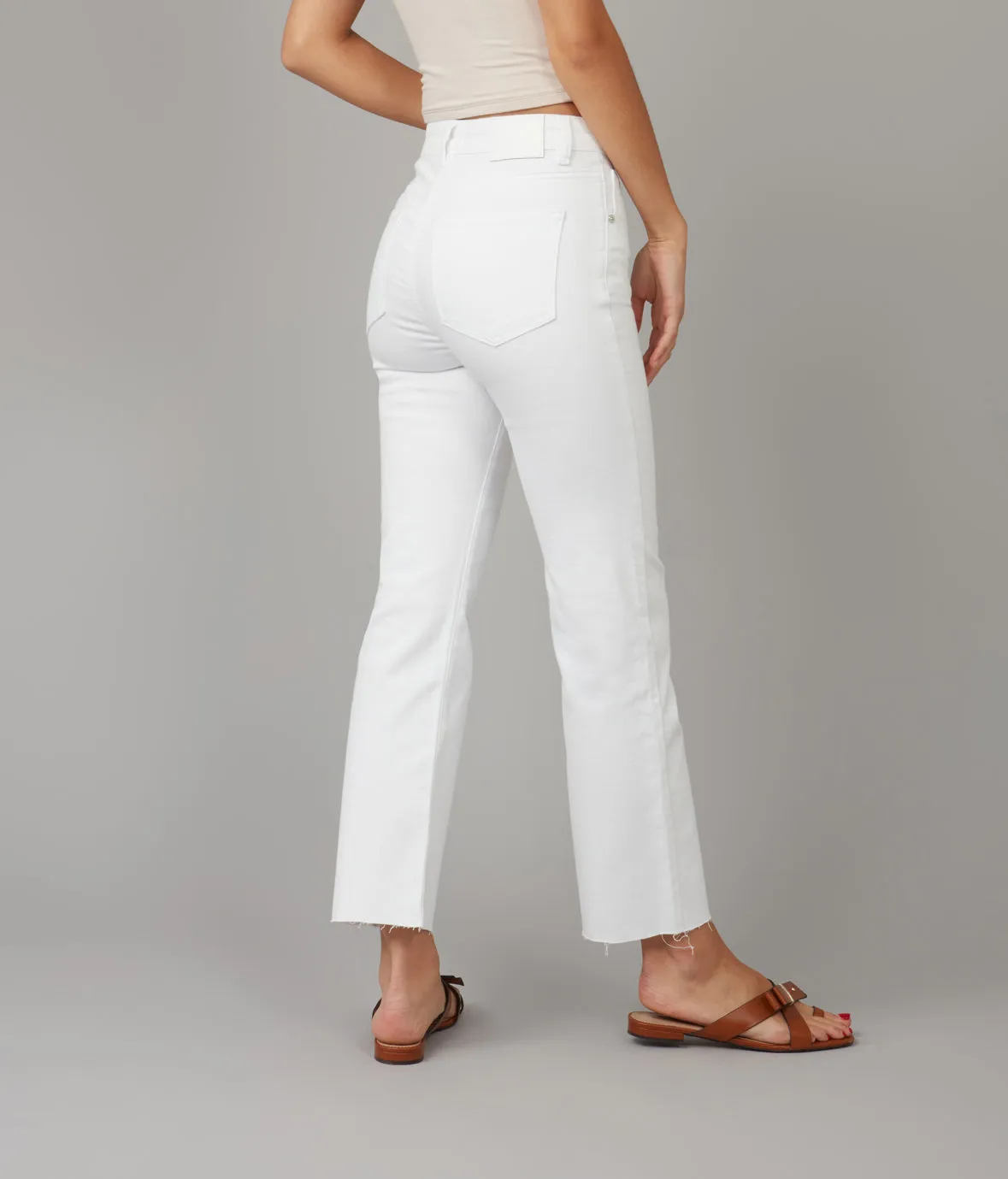 DENVER-WHT High Rise Straight Jeans