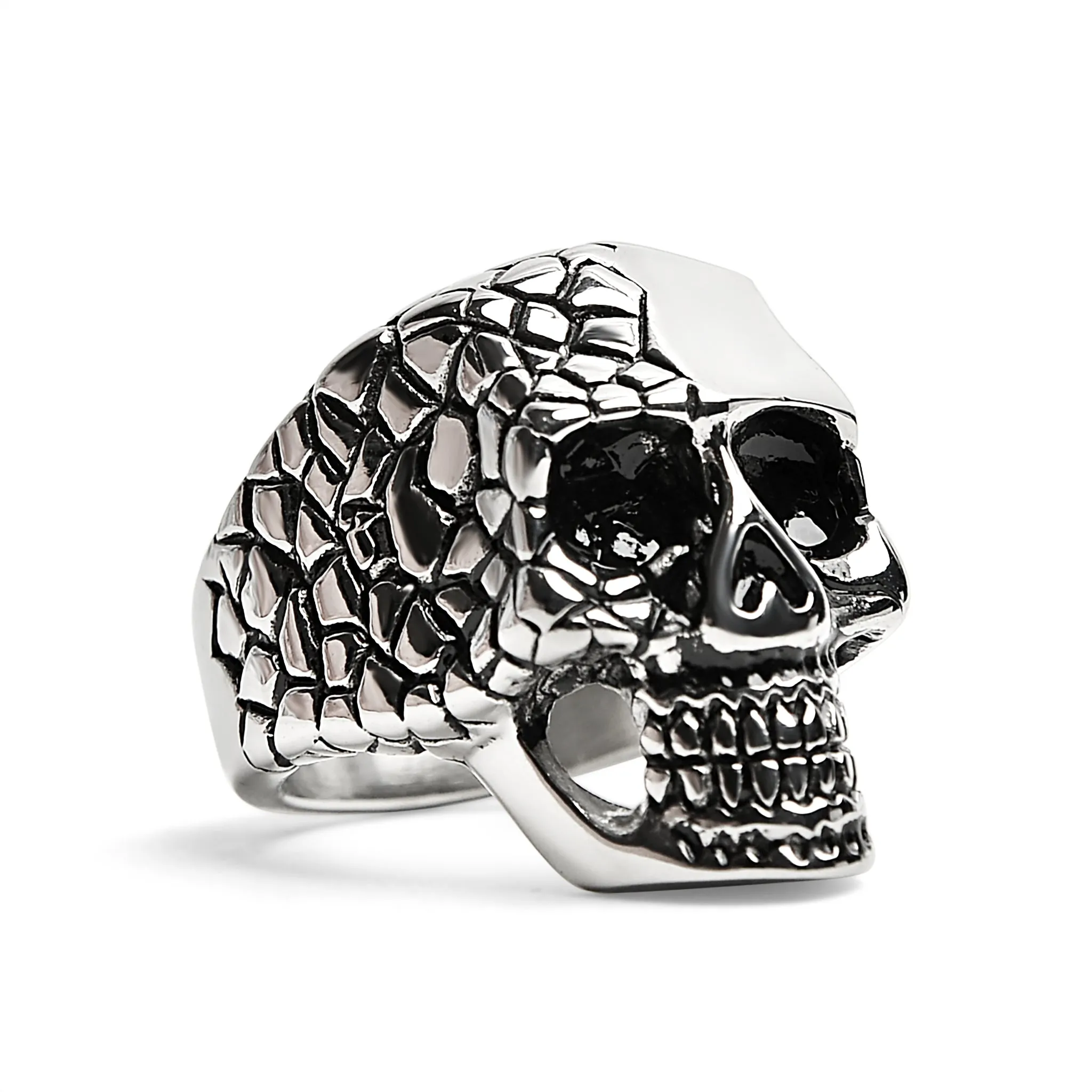 Detailed Cracking Skull Stainless Steel Ring / SCR4081