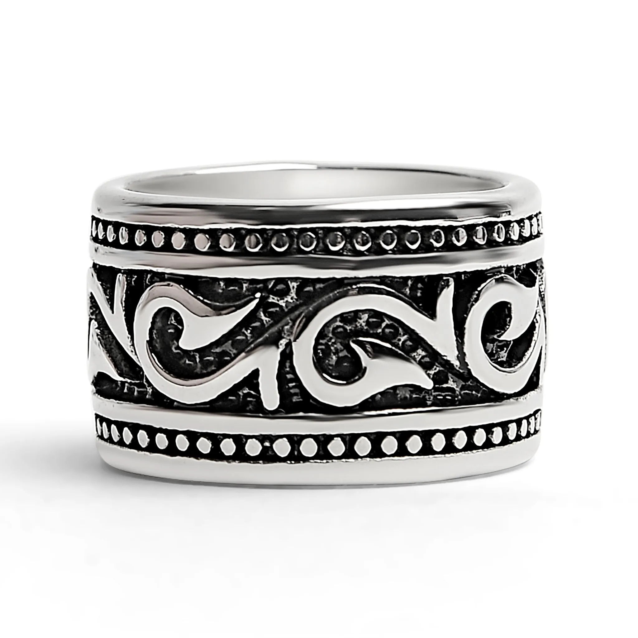 Detailed Tribal Stainless Steel Ring / SCR4017