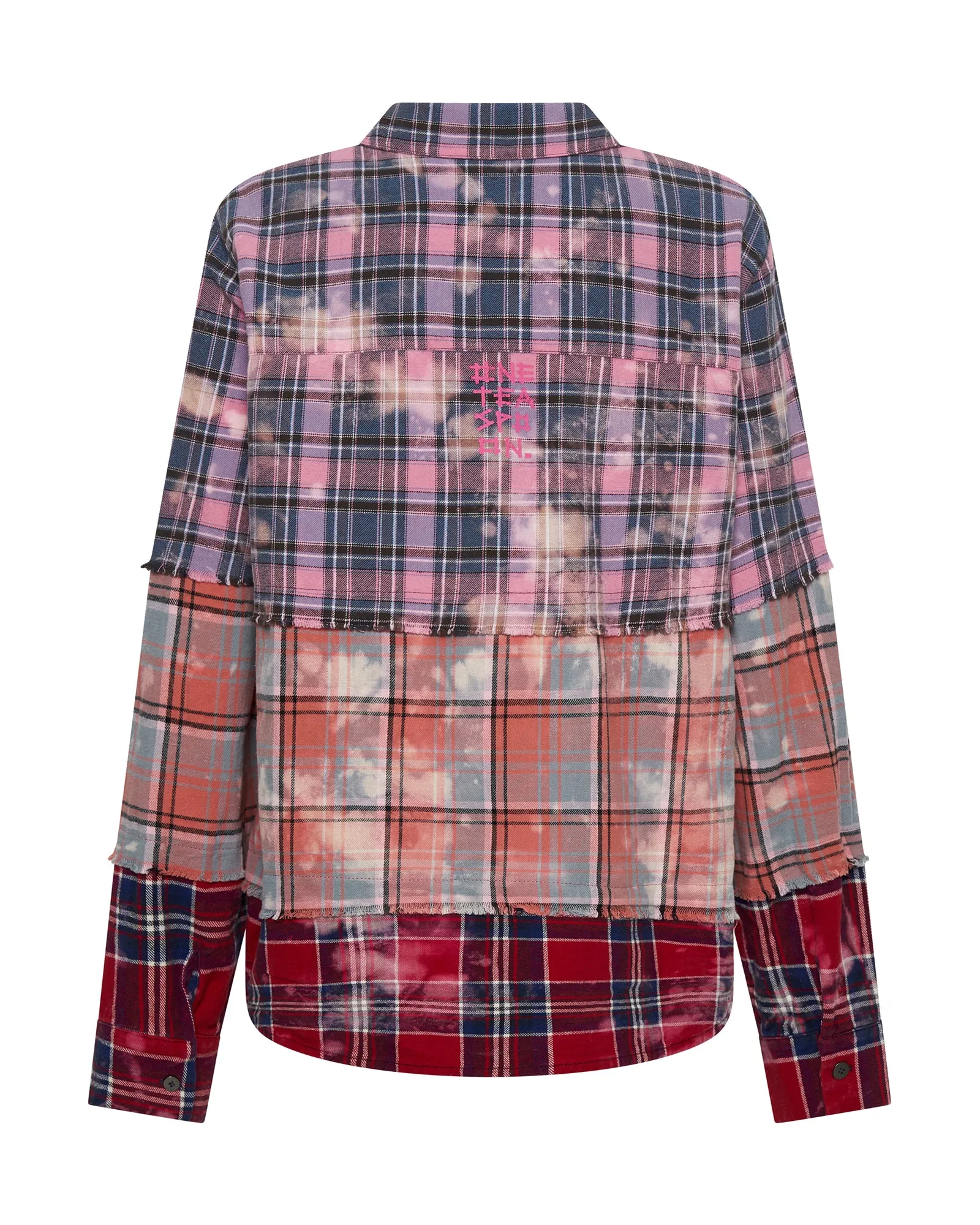 Distressed Mixed Flannel Shirt - Multi