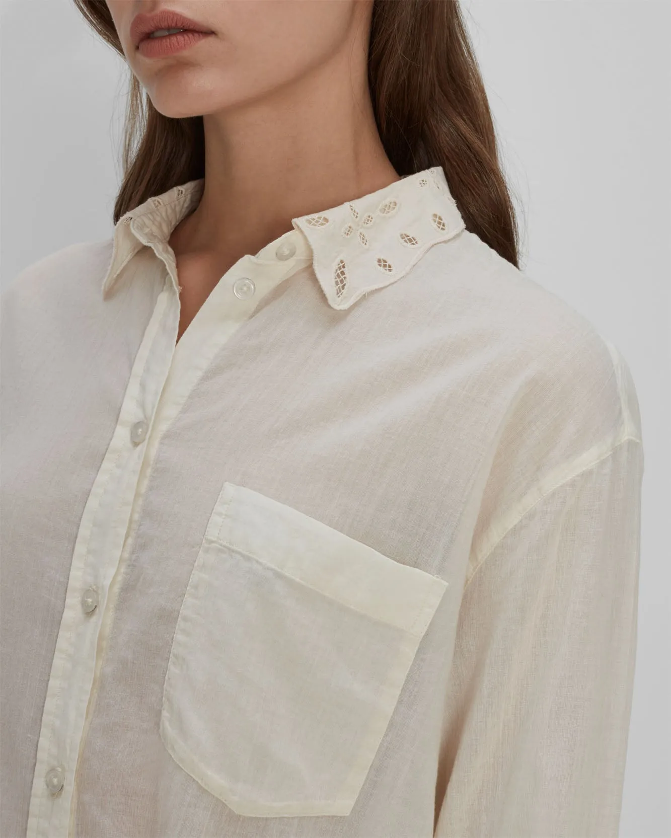 Eyelet Classic Shirt In Ivory