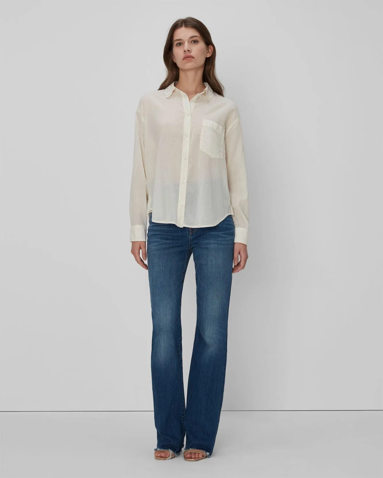 Eyelet Classic Shirt In Ivory