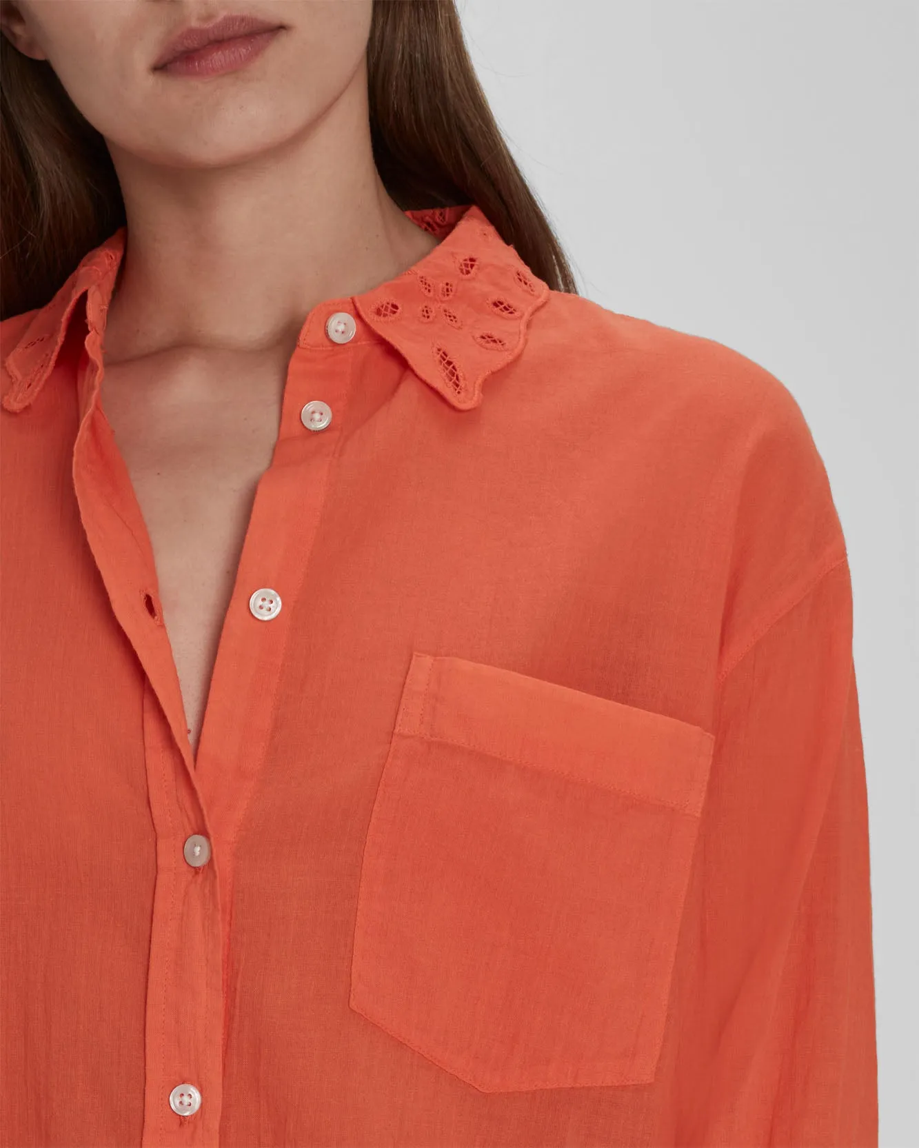 Eyelet Classic Shirt In Tigerlily