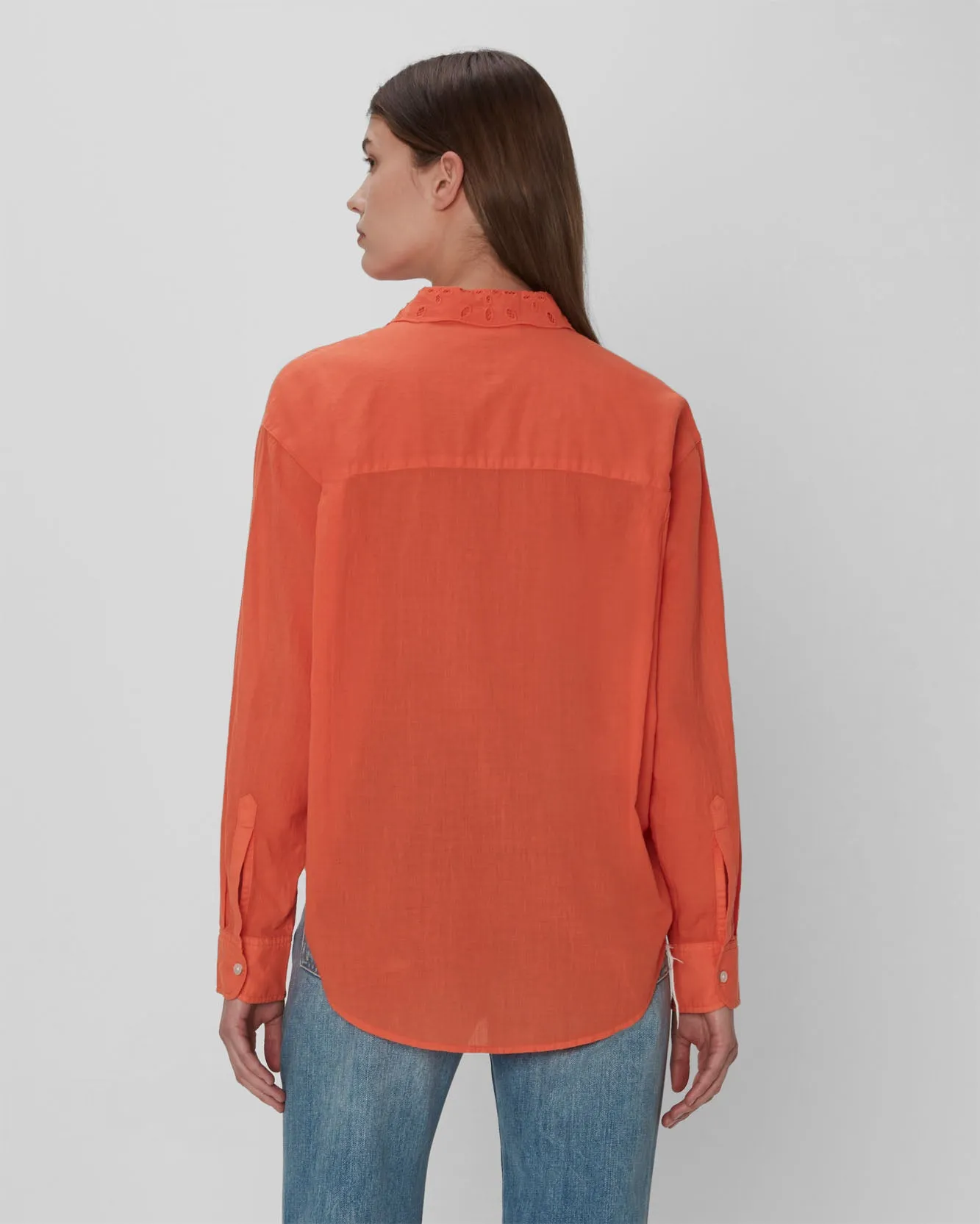 Eyelet Classic Shirt In Tigerlily