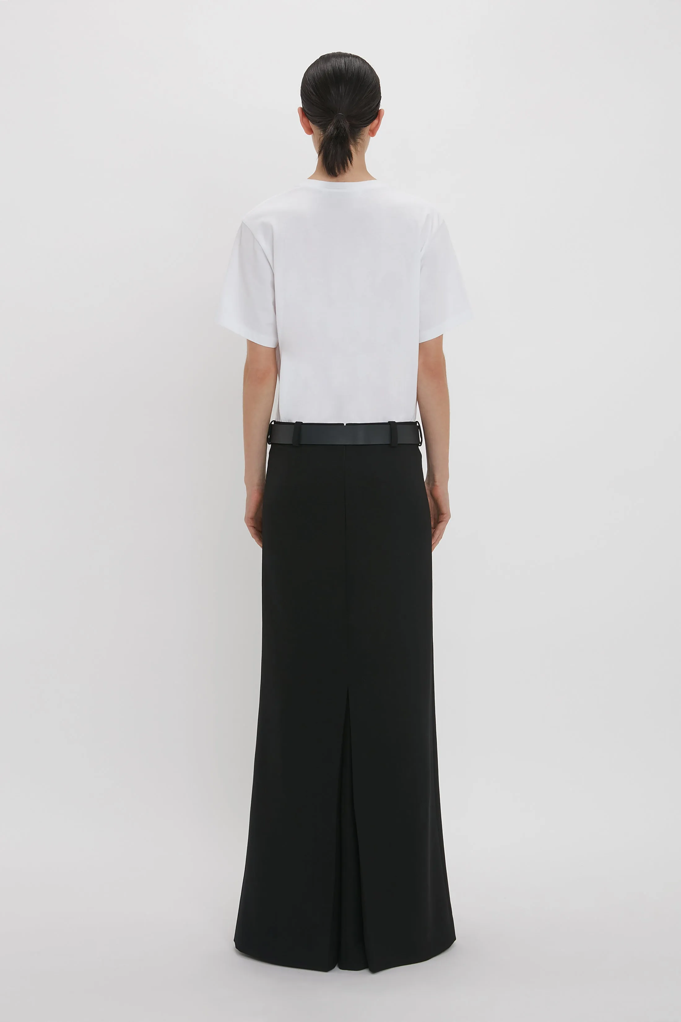 Floor-Length Box Pleat Skirt In Black