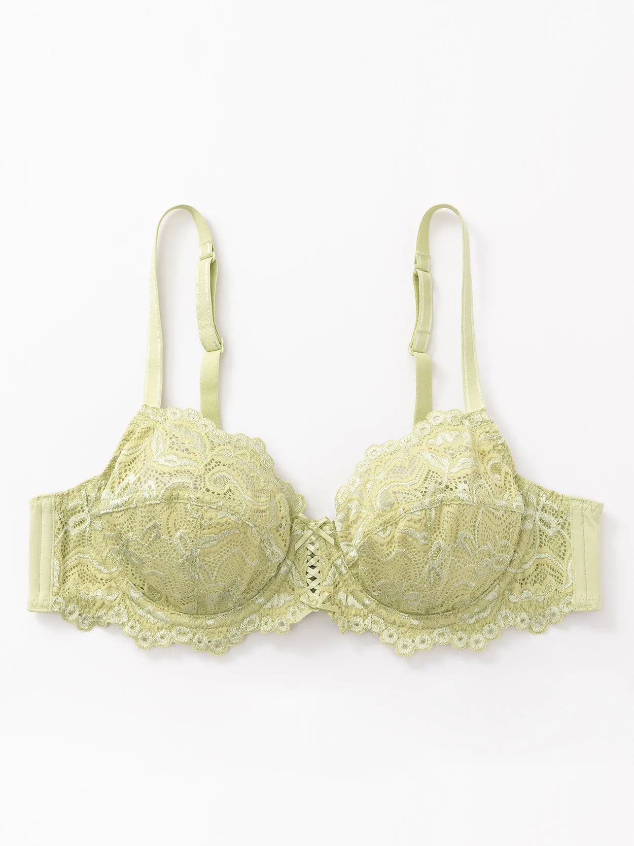 Floral Lace Non-Padded Full Coverage Underwire Bra Green