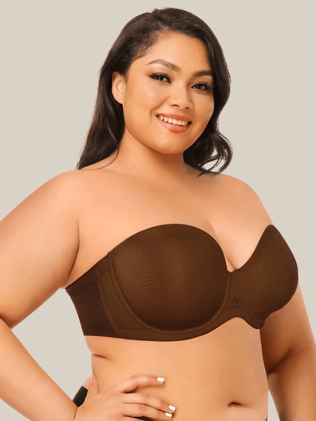 Full Figure Strapless Underwire Multiway Contour Bra Coffee Brown