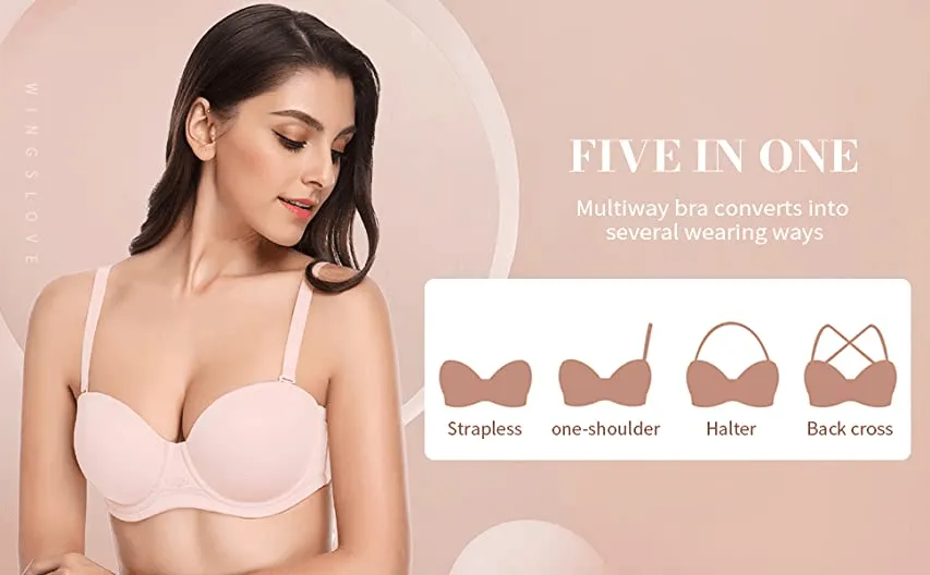 Full Figure Strapless Underwire Multiway Contour Bra Coffee Brown