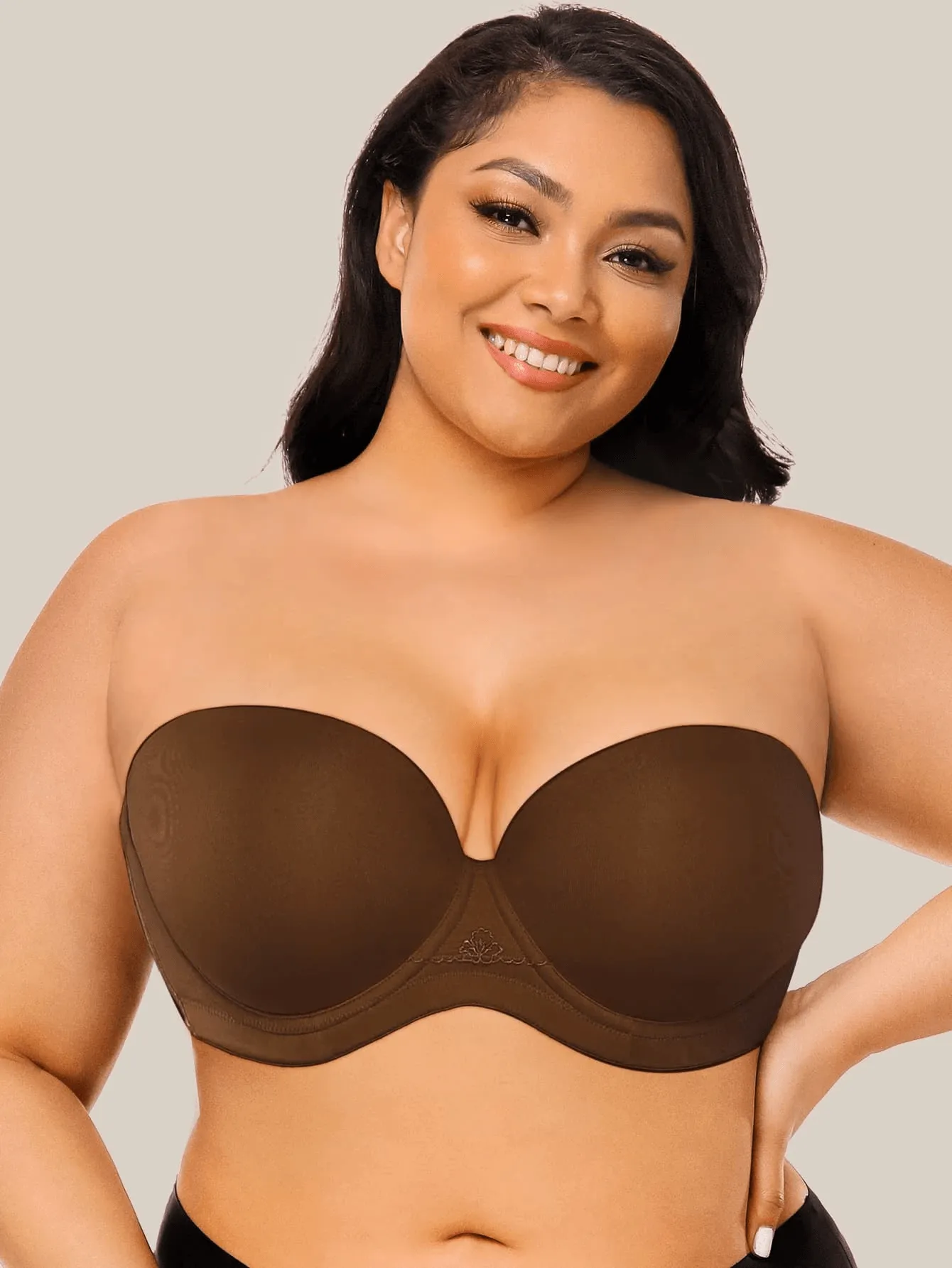 Full Figure Strapless Underwire Multiway Contour Bra Coffee Brown