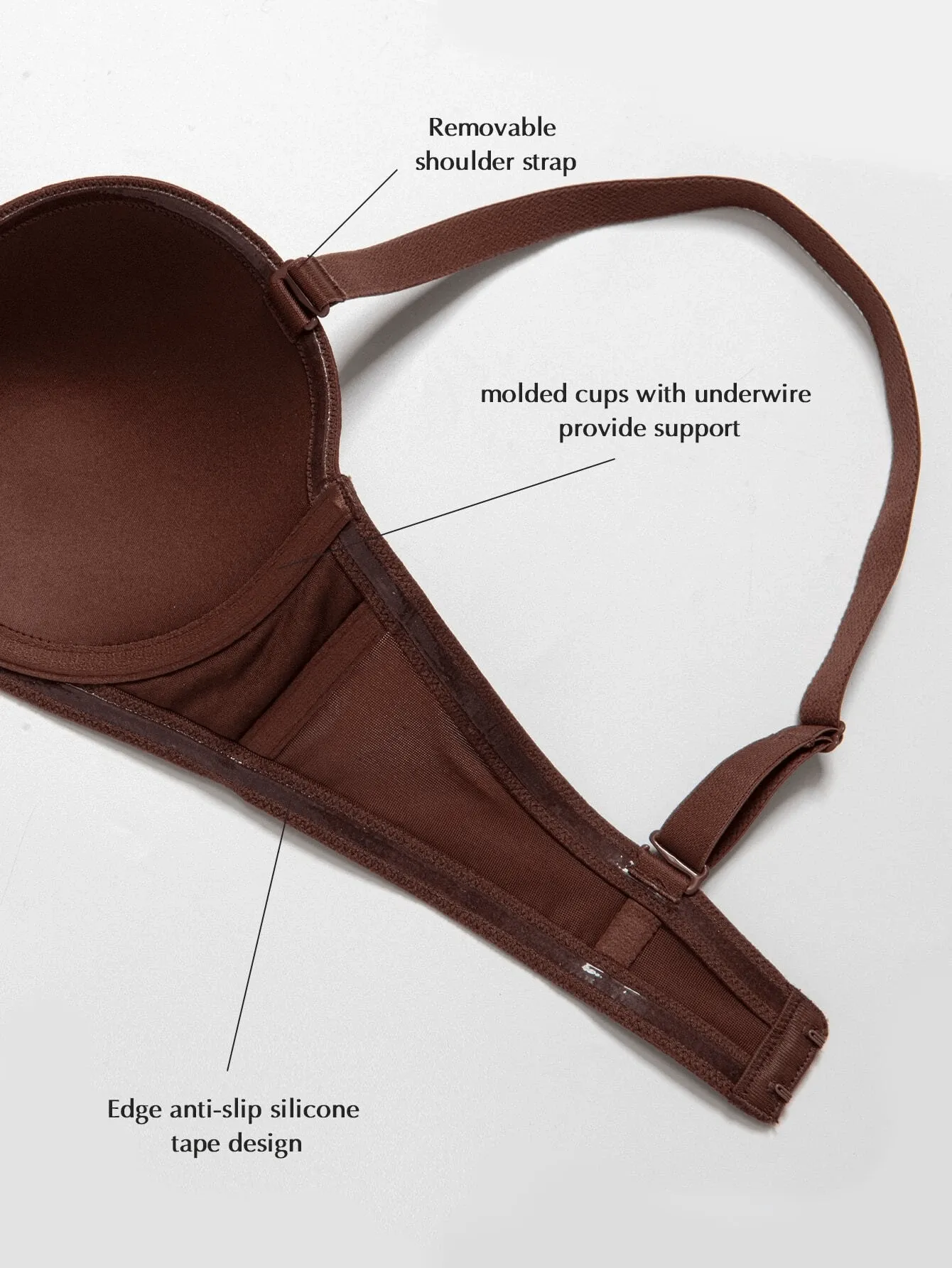 Full Figure Strapless Underwire Multiway Contour Bra Coffee Brown