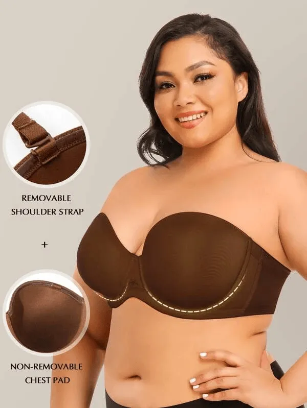 Full Figure Strapless Underwire Multiway Contour Bra Coffee Brown