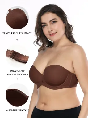 Full Figure Strapless Underwire Multiway Contour Bra Coffee Brown