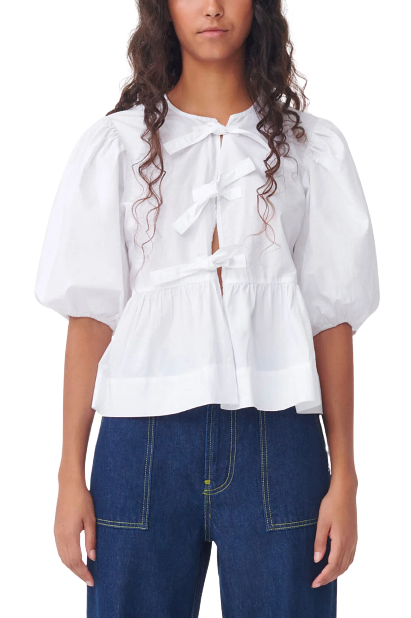 Ganni Cotton Poplin Peplum Blouse