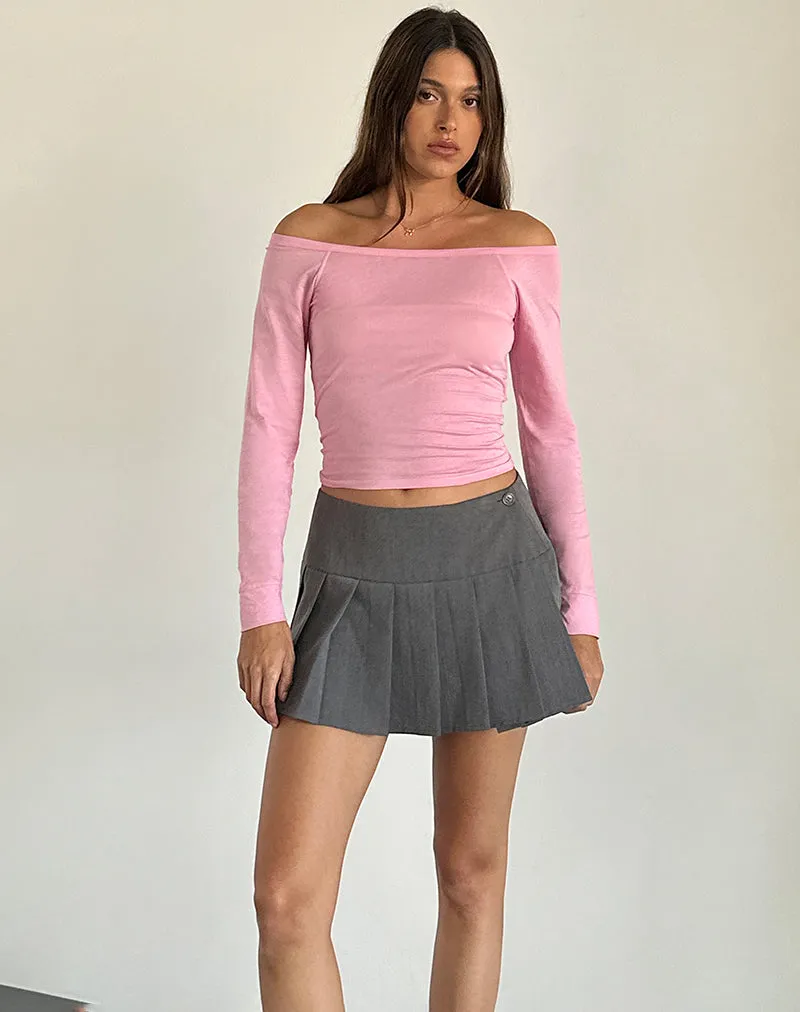 Gavya Long Sleeve Bardot Top in Flamingo Pink