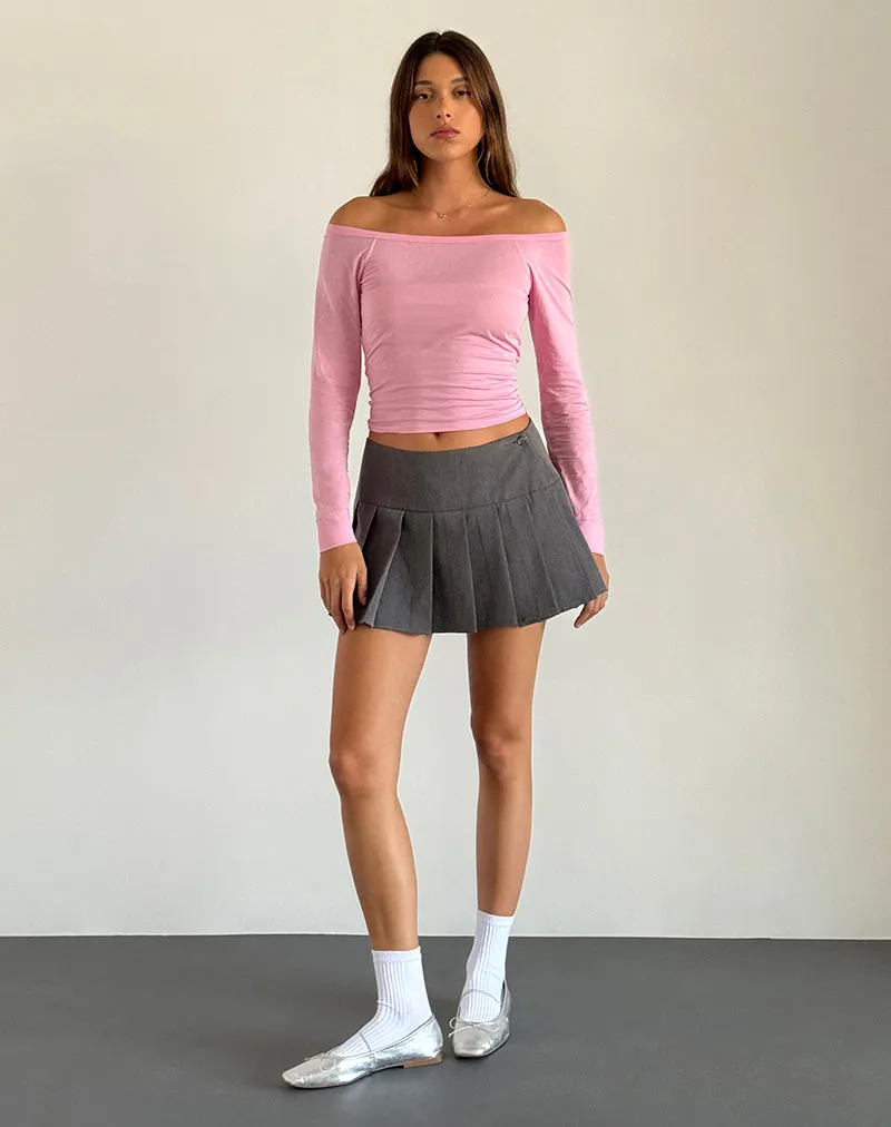 Gavya Long Sleeve Bardot Top in Flamingo Pink