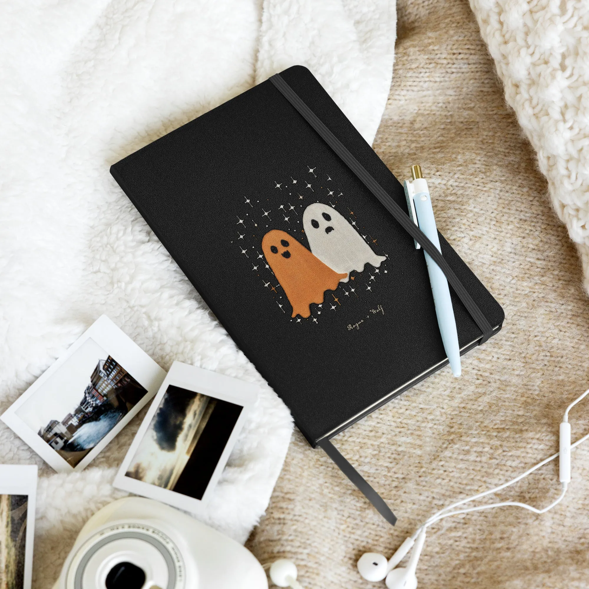 Ghost Besties Hardcover Notebook - with Elastic Closure & Ribbon Marker - Gothic Stationery with Cute Ghosts - Witchy Journal for School Office College & Uni