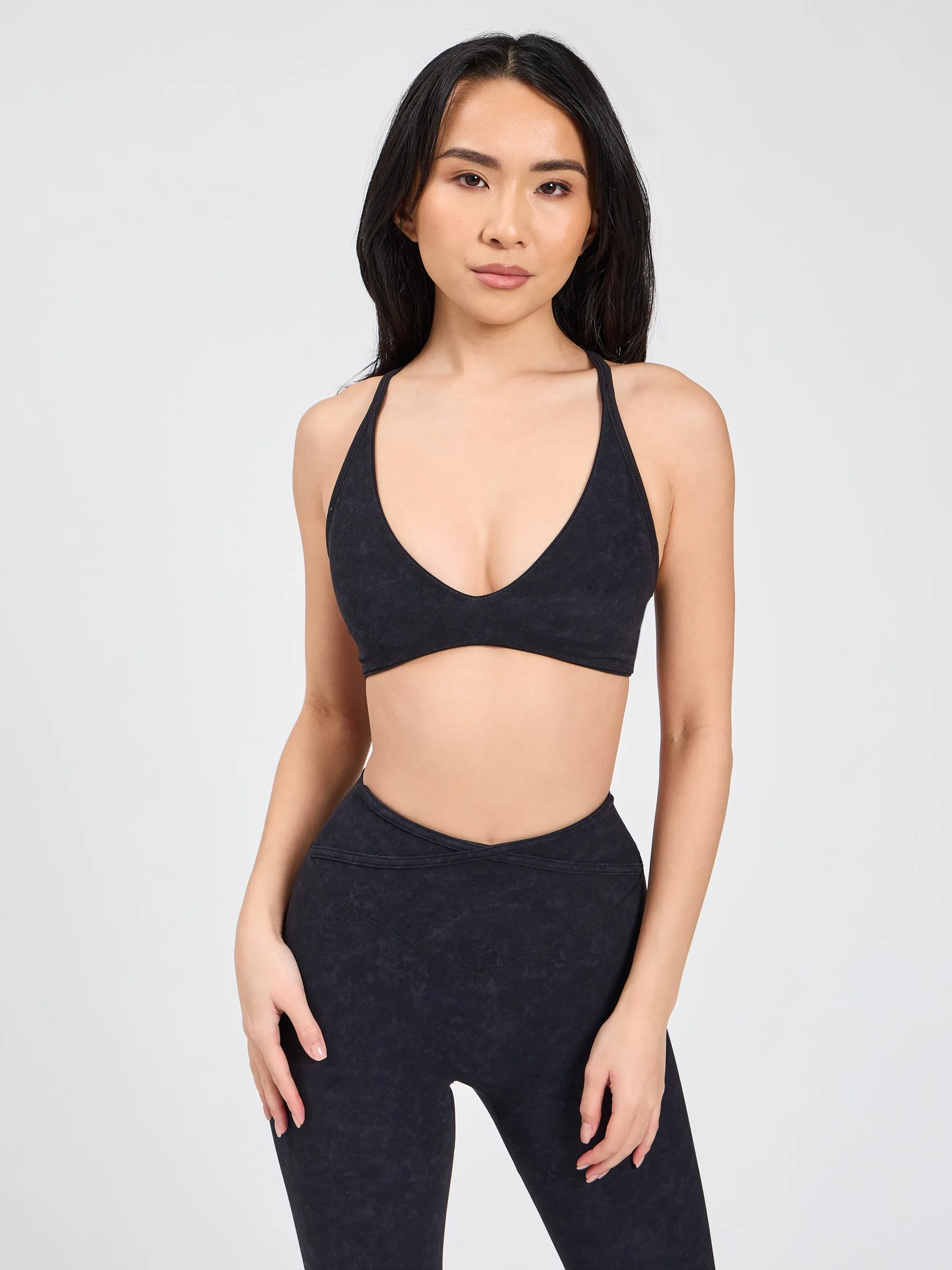 Girlfriend Reversible Sports Bra - Onyx Black and Black Mineral Wash