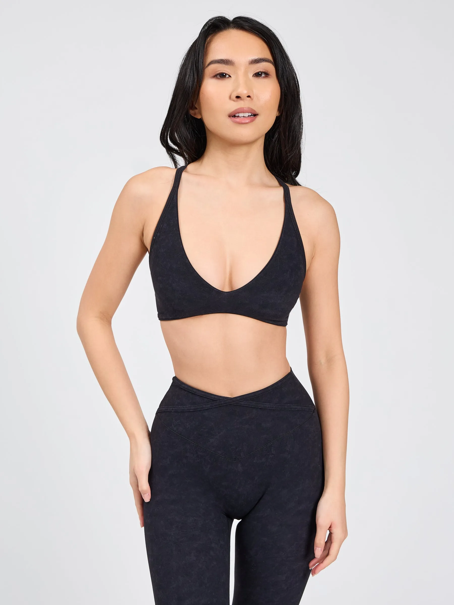 Girlfriend Reversible Sports Bra - Onyx Black and Black Mineral Wash