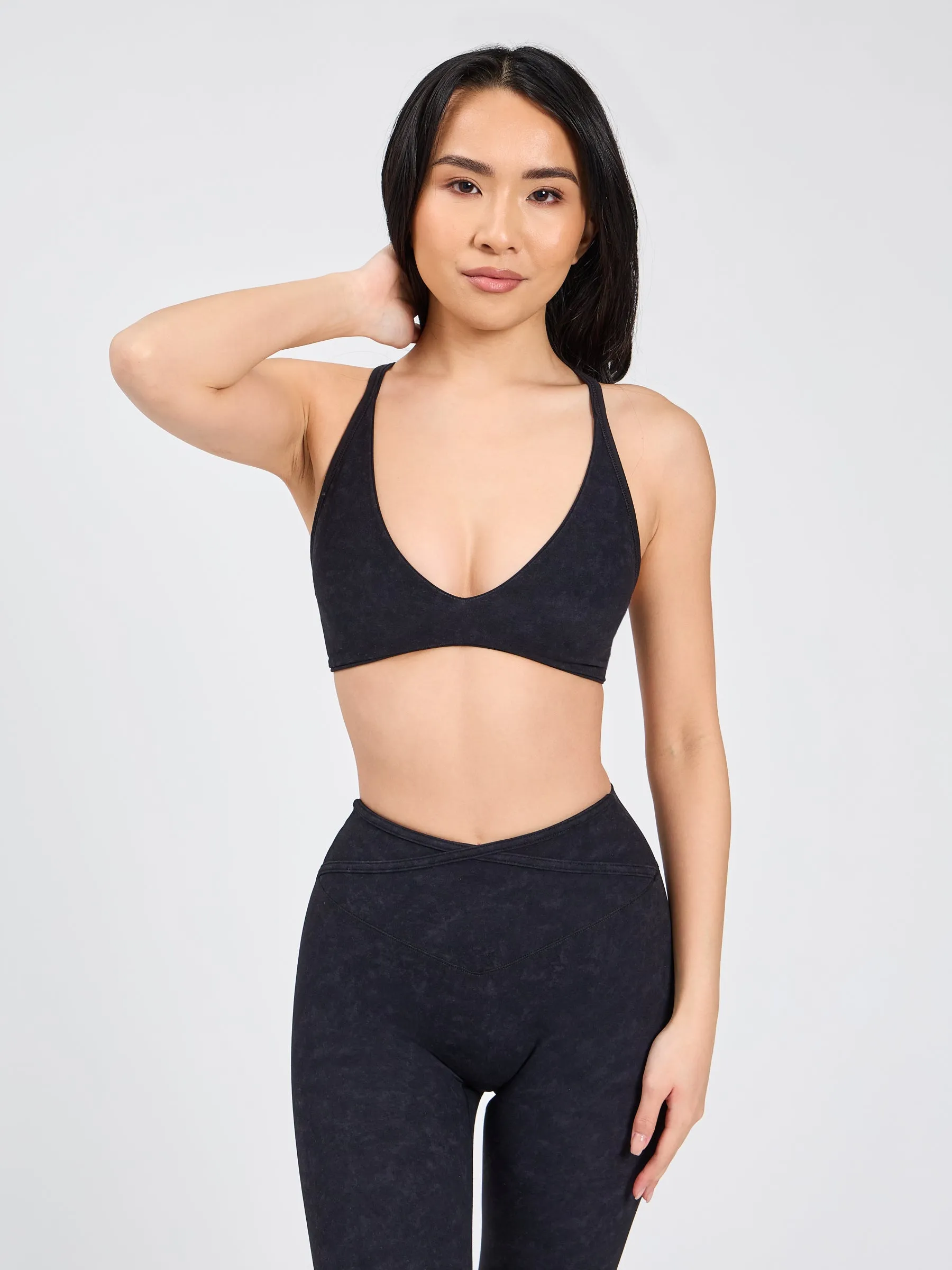 Girlfriend Reversible Sports Bra - Onyx Black and Black Mineral Wash