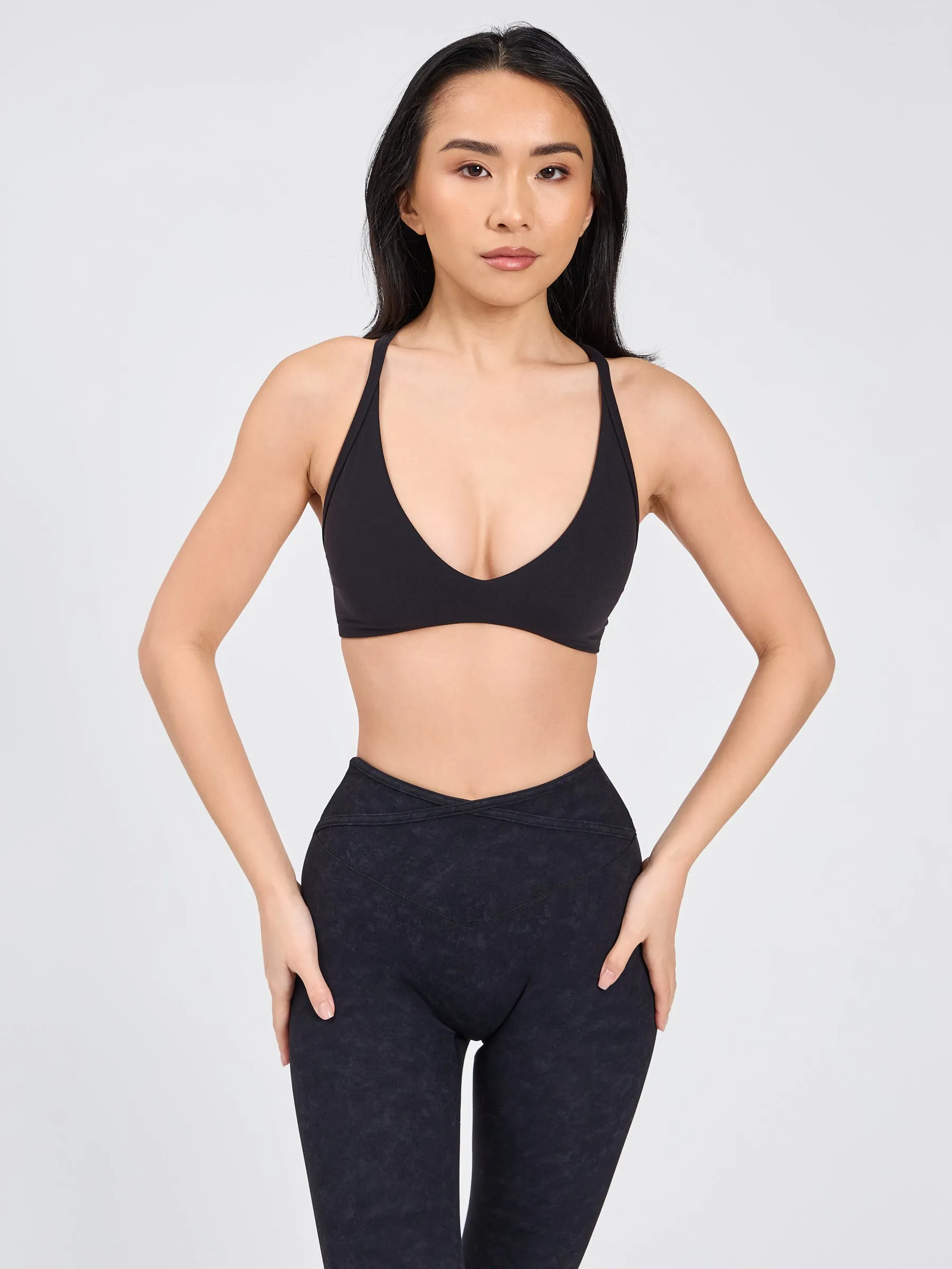 Girlfriend Reversible Sports Bra - Onyx Black and Black Mineral Wash