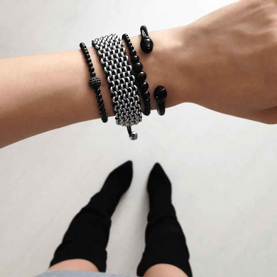 Glamorous | Gunmetal | Black Cubic Zirconia Crystals | Expression Bracelet