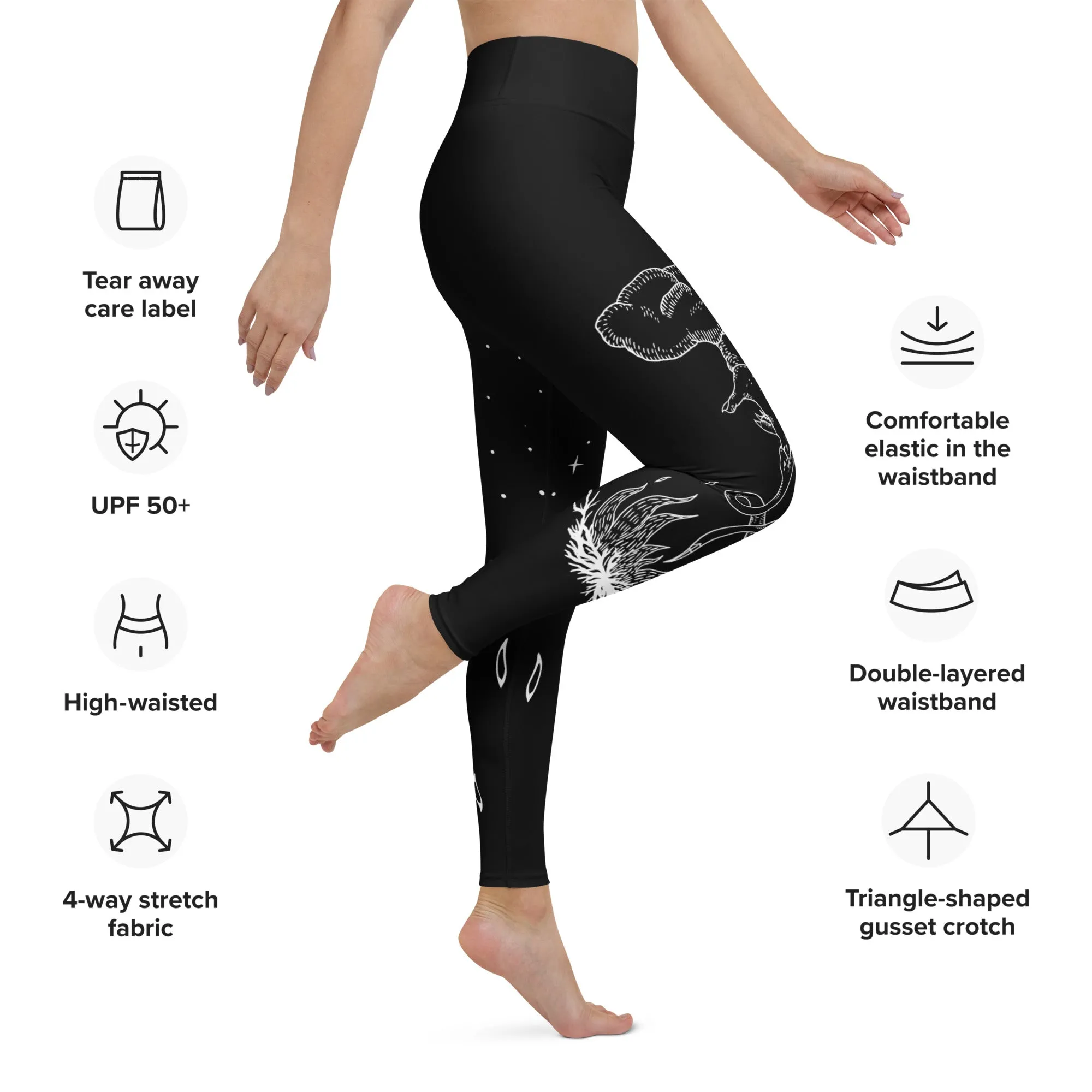 Godbane Leggings - Vegan UPF 50  Protection Dark Academia Goth Yoga Activewear Occult Witchy Leisurewear