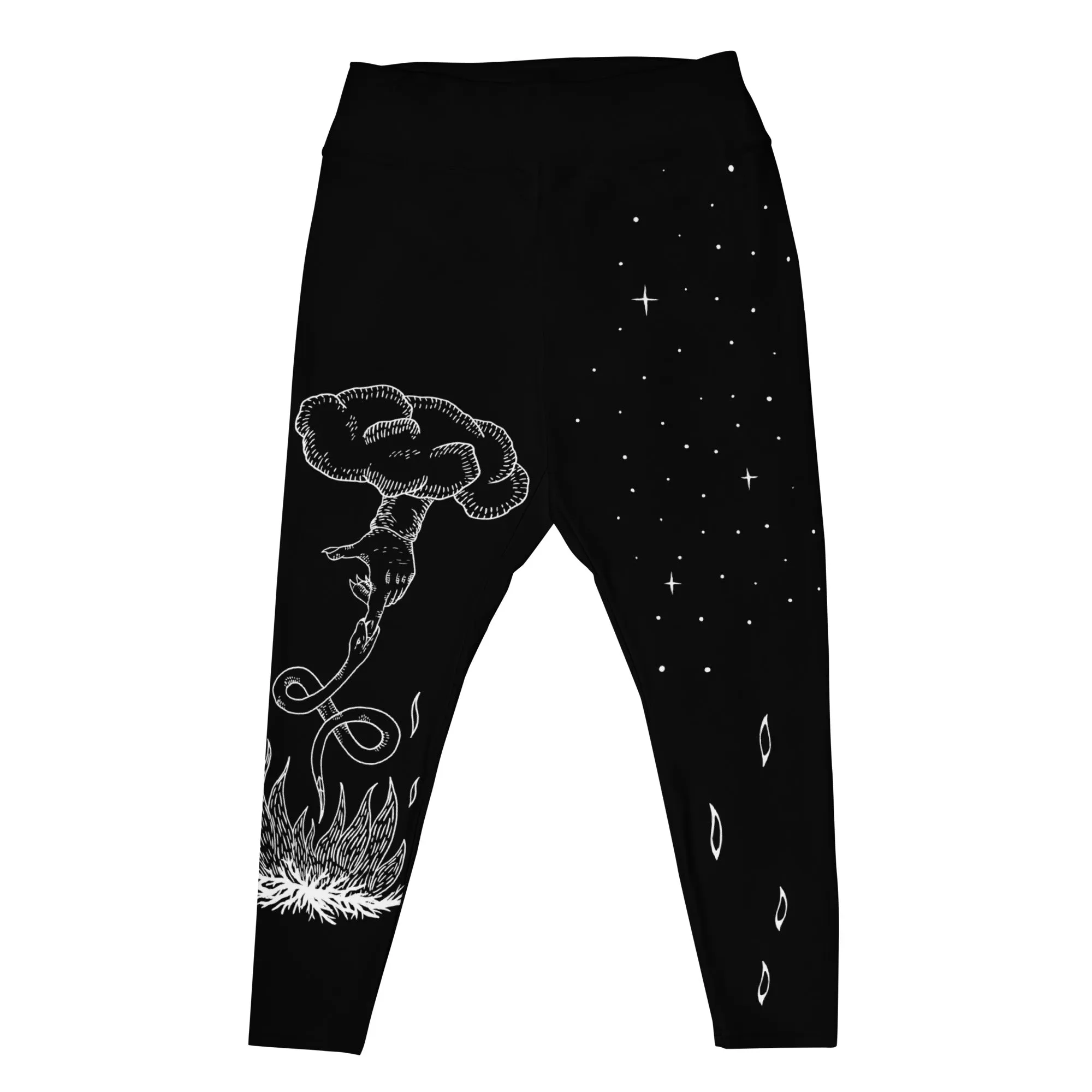 Godbane Plus Size Leggings - UPF 50  Protection Witchy Occult Gothic Style Activewear - Vegan Yoga Leisurewear