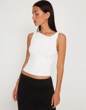 Hagne Crop Vest Top in Off White