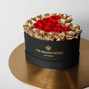 Heart Black Box | 24K Gold & Red Roses